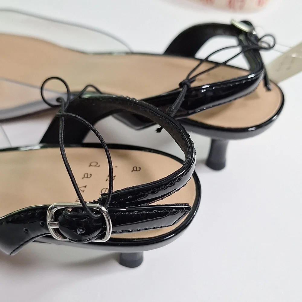a new day Black and Clear Kitten Heels Point Toe